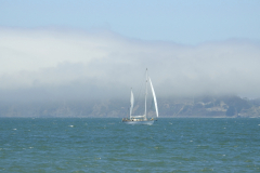 Sailboat in San Francisco Bay Fog